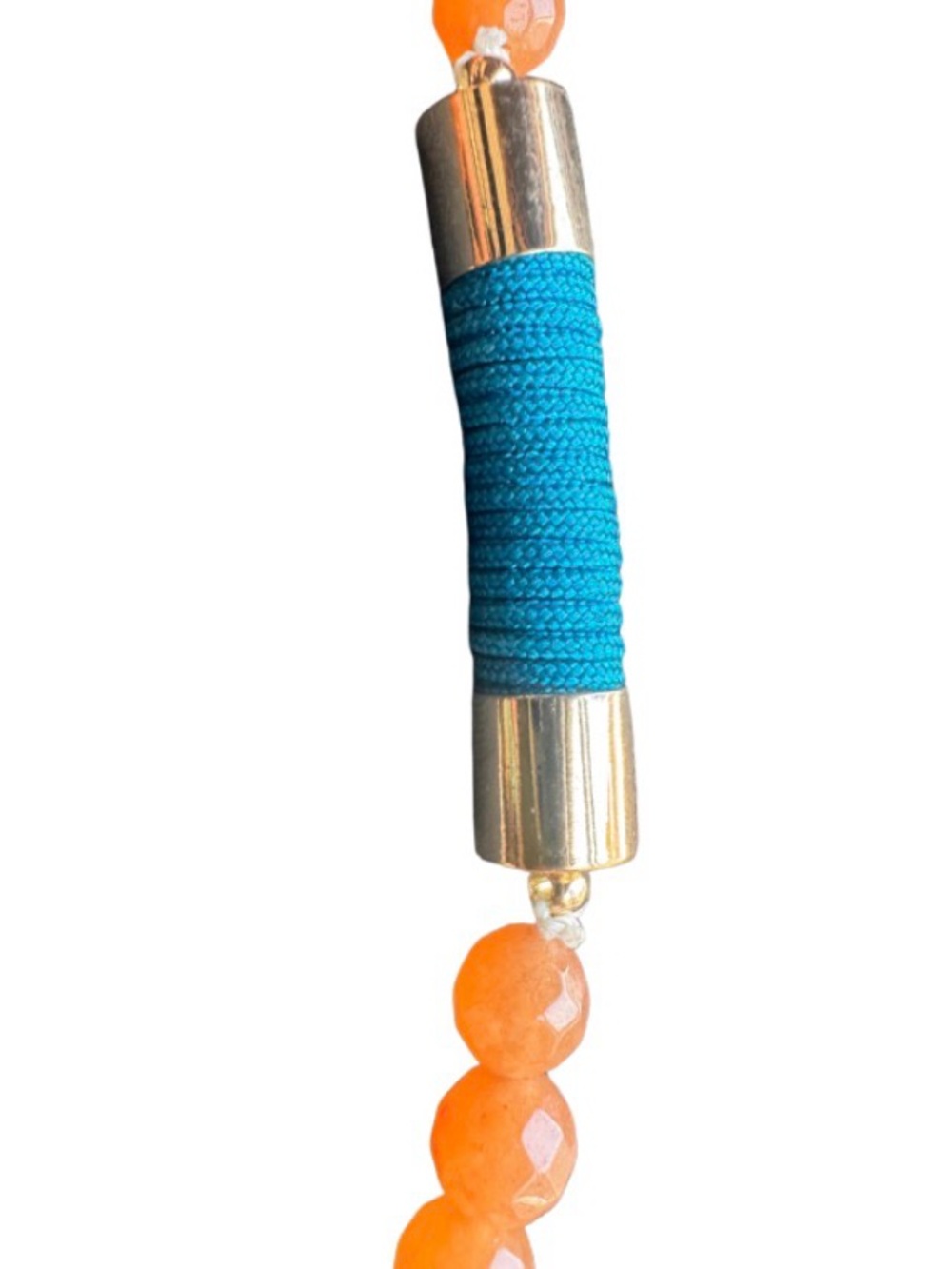 Long Prayer Beads/ Necklace with faceted beads and blue tassel - Picture 4 of 5